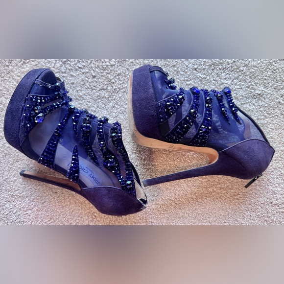 Jimmy Choo Purple Rhinestone Stiletto Heels - Picture 4 of 12